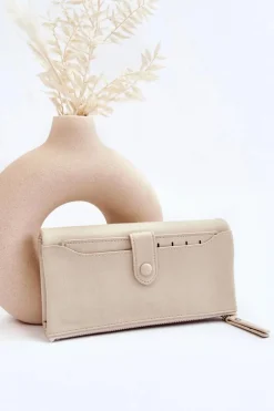 Portfele>Boto Damski Duży Pojemny Portfel Beżowy Evina