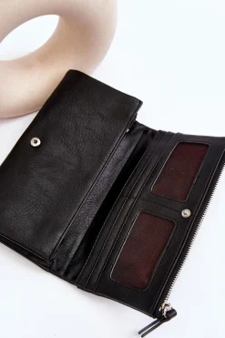 Portfele>Boto Damski Duży Pojemny Portfel Czarny Evina