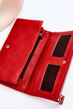 Sale Damski Duży Pojemny Portfel Czerwony Evina Portfele