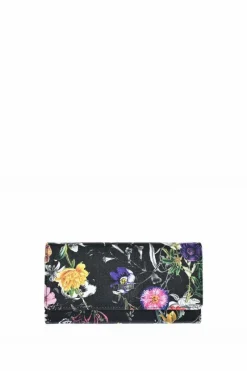 Clearance Big Star Shoes Damski Duży Portfel Kwiaty Big Star JJ674015 Czarny
