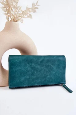 Outlet Boto Damski Duży Portfel Na Magnes Zielony Connes