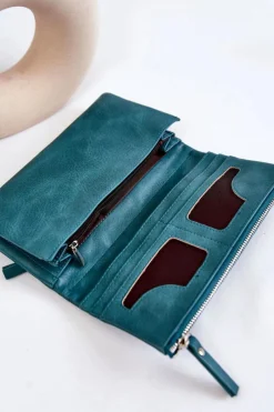 Outlet Boto Damski Duży Portfel Na Magnes Zielony Connes