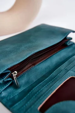Outlet Boto Damski Duży Portfel Na Magnes Zielony Connes