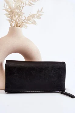 Online Damski Duży Portfel Na Magnes Czarny Connes Portfele