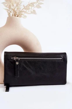 Online Damski Duży Portfel Na Magnes Czarny Connes Portfele