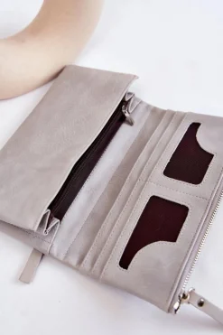 Outlet Damski Duży Portfel Na Magnes Szary Connes Portfele