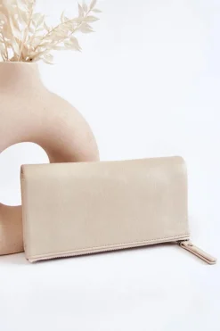 Portfele>Boto Damski Duży Portfel Na Magnes Beżowy Connes