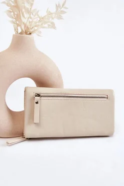 Portfele>Boto Damski Duży Portfel Na Magnes Beżowy Connes