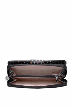 Sale Boto Damski Duży Portfel Na Suwak Kropki Czarny Lunelly