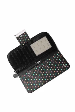 Sale Boto Damski Duży Portfel Na Suwak Kropki Czarny Lunelly