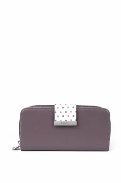 Hot Boto Damski Duży Portfel Na Suwak Kropki Fioletowy Lunelly