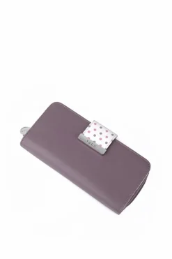 Hot Boto Damski Duży Portfel Na Suwak Kropki Fioletowy Lunelly