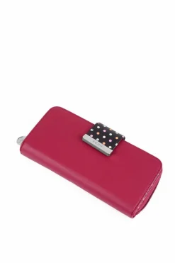 Outlet Boto Damski Duży Portfel Na Suwak Kropki Fuksja Lunelly