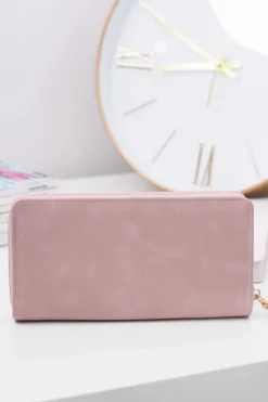 Hot Boto Damski Duży Portfel z Frędzlem Brelok Pudrowy Róż