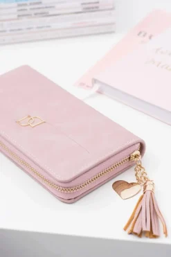 Hot Boto Damski Duży Portfel z Frędzlem Brelok Pudrowy Róż