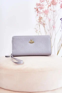 Portfele>Boto Damski Duży Portfel Z Ozdobą Jasnoniebieski Fabio