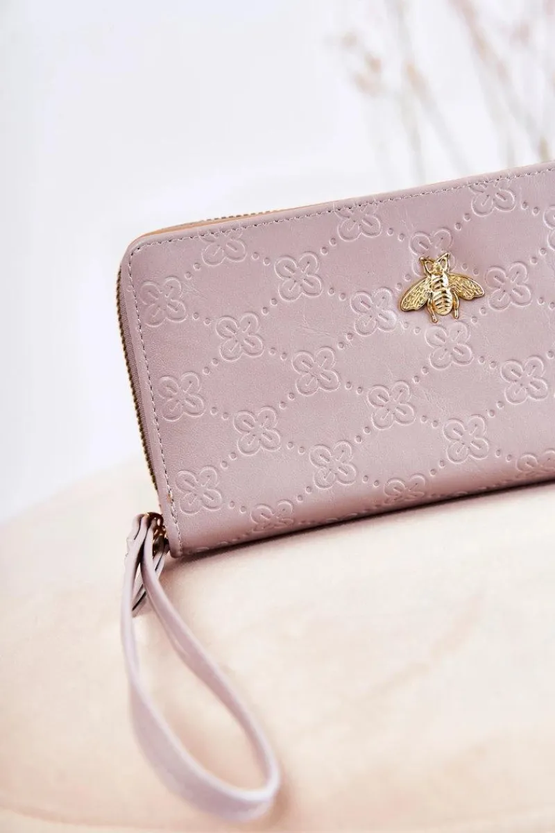 Sale Damski Duży Portfel Z Ozdobą Szary Fabio Portfele