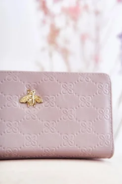 Sale Damski Duży Portfel Z Ozdobą Szary Fabio Portfele