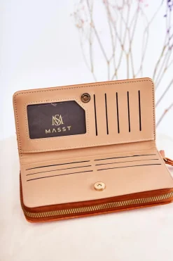Hot Damski Duży Portfel Z Ozdobą Jasnobrązowy Fabio Portfele