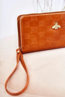 Hot Damski Duży Portfel Z Ozdobą Jasnobrązowy Fabio Portfele