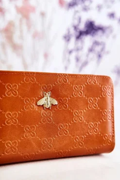 Hot Damski Duży Portfel Z Ozdobą Jasnobrązowy Fabio Portfele