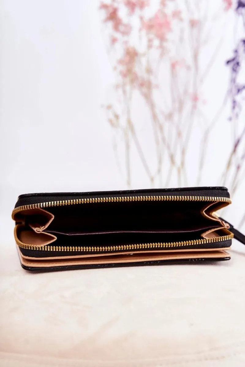 Discount Boto Damski Duży Portfel Z Ozdobą Czarny Fabio