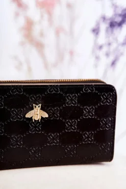 Discount Boto Damski Duży Portfel Z Ozdobą Czarny Fabio