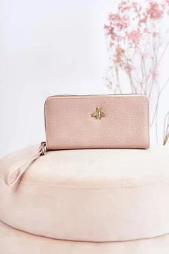 Portfele>Boto Damski Duży Portfel Z Ozdobą Beżowy Fabio