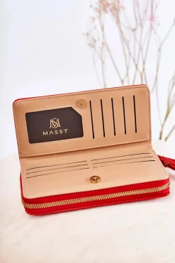 Discount Boto Damski Duży Portfel Z Ozdobą Czerwony Fabio