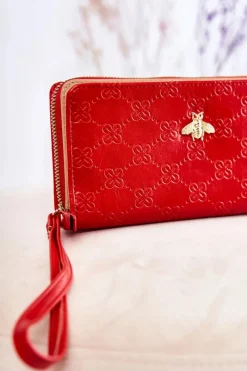 Discount Boto Damski Duży Portfel Z Ozdobą Czerwony Fabio