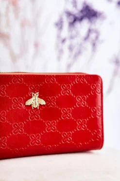 Discount Boto Damski Duży Portfel Z Ozdobą Czerwony Fabio