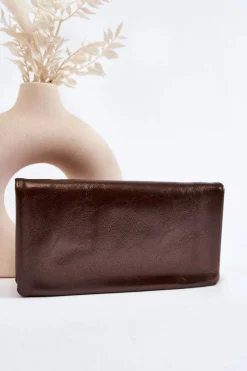 Portfele>Boto Damski Duży Skórzany Portfel Na Zamek Ciemnobrązowy Shiness
