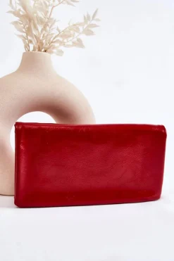 Sale Boto Damski Duży Skórzany Portfel Na Zamek Czerwony Shiness