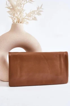 Online Damski Duży Skórzany Portfel Na Zamek Brązowy Shiness Portfele