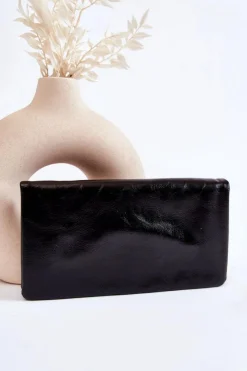 Discount Boto Damski Duży Skórzany Portfel Na Zamek Shiness Czarny