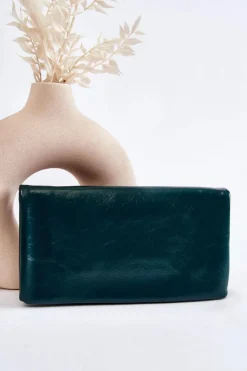 Portfele>Boto Damski Duży Skórzany Portfel Na Zamek Zielony Shiness