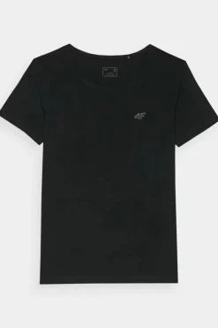 T-Shirty Damskie|Odzież 4F></noscript>4F Damski Gładki T-Shirt Z Logo Czarny WMM00TTSHF1845-20S