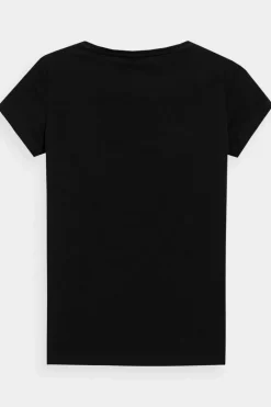 T-Shirty Damskie|Odzież 4F></noscript>4F Damski Gładki T-Shirt Z Logo Czarny WMM00TTSHF1845-20S