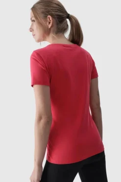 Outlet Damski Gładki T-Shirt Z Logo Różowy WMM00TTSHF1845-62S Damskie T-Shirty Damskie|Odzież 4F