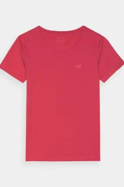 Outlet Damski Gładki T-Shirt Z Logo Różowy WMM00TTSHF1845-62S Damskie T-Shirty Damskie|Odzież 4F