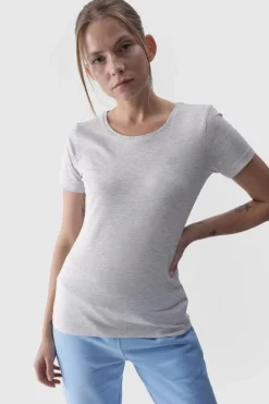 Online Damski Gładki T-Shirt Z Logo WMM00TTSHF1845-27M Damskie T-Shirty Damskie|Odzież 4F