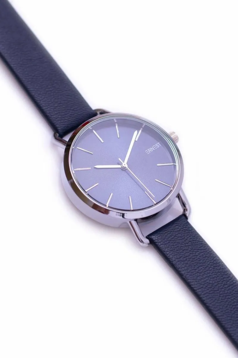 Zegarki>Ernest Damski Granatowy Zegarek ze Srebrną Kopertą Contero