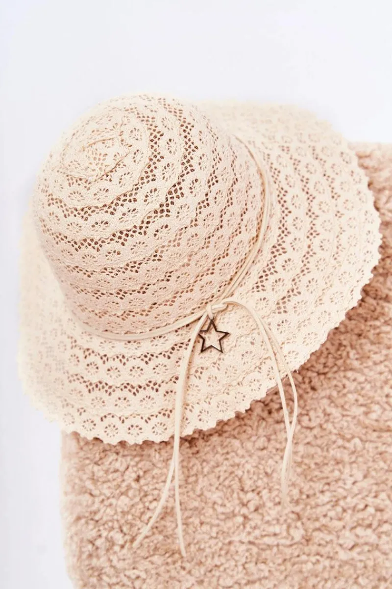 Discount Boto Damski Kapelusz Ażurowy Beżowy Mera