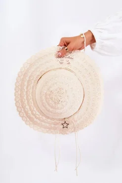 Discount Boto Damski Kapelusz Ażurowy Beżowy Mera