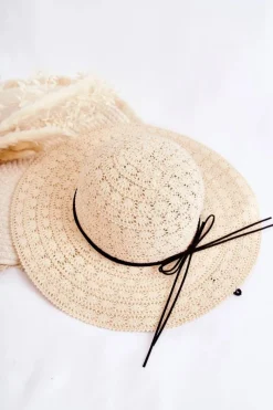 Discount Damski Kapelusz Ażurowy Beżowy Elif Okrycia Głowy