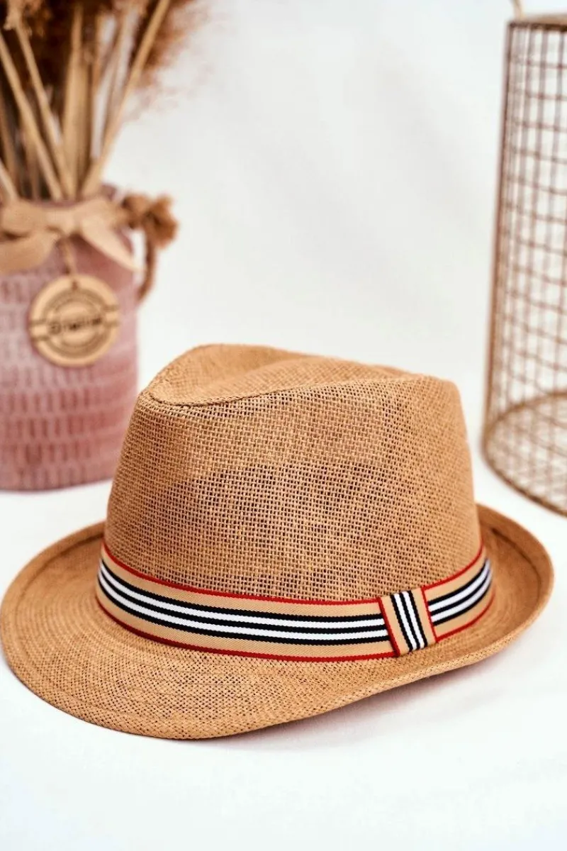 Online Boto Damski Kapelusz Fedora Brązowy 100% Papier