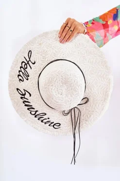 Okrycia Głowy>Boto Damski Kapelusz Słomkowy Biały Hello Sunshine