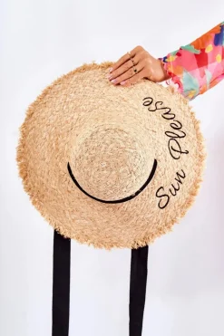 New Damski Kapelusz Słomkowy Beżowy Edda Okrycia Głowy