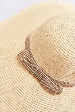 Clearance Damski Kapelusz Z Falbanką Beżowy Okrycia Głowy