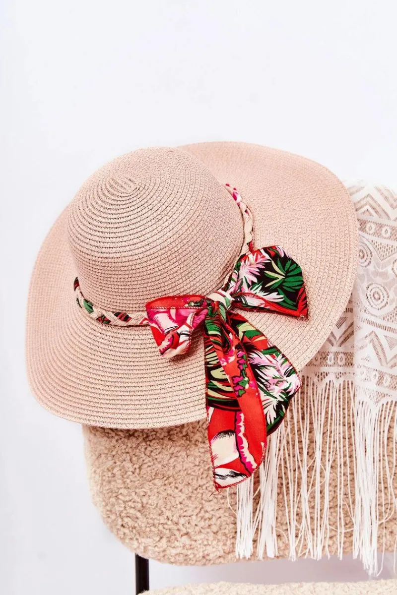 Okrycia Głowy>Boto Damski Kapelusz Z Kolorowym Paskiem Różowy Marsela